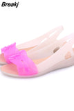 Women 8 Jelly Sandals Home Non-slip Summer Hole Shoes Female Flat Slippers Plastic Female Girls Waterproof EVA Garden