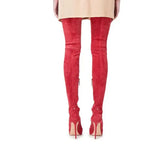 Furtado2022 Spring Women Over The Knee Stretch Boots Red Stilettos High Heels 12cm Fashion Leg Slimming Sexy Women's
