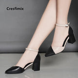 Hauts Talons Women Classic White Pu Leather Buckle Strap High Heel Shoes Lady Casual Black High Heels Sexy Shoes