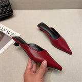 New Low Heel Slippers Summer Close Toe Outdoor Mules Casual Pumps Street Style Mum‘s Sandal Slip On Half Slippers