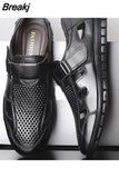 Summer Men Sandals Cozy Hollow Non-slip Soft Lighted Breathable All-match Wearable Fashion Work Shoes Casual Leather