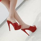 Breakj Patent Leather Drag Heels With Sexy Black Waterproof Platform Hate Day High Heel Sandals Female