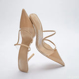 Light Luxury Women Shoes New Nude Color Transparent Pointed Temperament High Heels Muller Stiletto Single Shoes