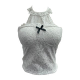 Real Shot With Chest Pad Hanging Neck Lace Sexy Sling Vest Short Babes Bottom Sleeveless Top