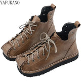 National Style Ankle Boots Mori Literary Handmade Comfort Soft-Sole Flat Womens Boots Casual Women Boots Wild Women