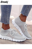 mesh breathable slip-on flat tennis casual shoes walking shoes plus size sports shoes ladies vulcanized shoes