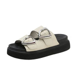 Rubber Black Women's Slippers and Ladies Sandals Round Toe Height Summer 2023 with Heel Shoes Unique Luxury Normal