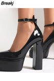 Pumps Chunky Heel Ankle Strap Shoes 2023 Spring Summer Fashion Sexy Mary Janes Wedding Shoes Pumps Big Size