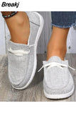 Autumn Women Canvas Shoes Solid Leopard Breathable Lace-Up Sneakers Slip On Loafers Lazy Casual Round Toe Vulcanized