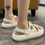 Flowers Summer Platform Sandals Women 2023 Open Toe Soft Sole Cloud Slippers Woman Non Slip Thick Sole Beach