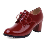 INS Hot Sale Ladies Colorful Lace Up High Heel Round Platform women's Pumps 2022 New Big Size 43 Elegant Comfy