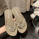 Breakj Summer New Glass Drill Flip-Flops Of Small Tails Wear Anti-Slip Wear-Resistant Flip