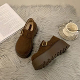Breakj Women's New Vintage Vintage Retat One-Legged Lefu Shoes Round Headed Cotton Shoes In The Autumn And Winter