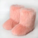 and The United States In The Tube 2023 New Casual Women's Shoes Fox Fur Boots Plus Velvet Anti-ski Boots Botas Para