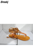 New Gladiator Women Flat Sandals Ladies Clip Toe Cross Strap Thong Sandals Shoes Woman Beach Free-binding Sandalen