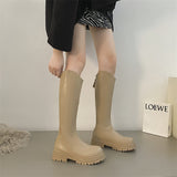 Women Long Boots Thick Sole Ladies Zipper Knight Flats Heel Boots Fashion Knee-high Boots botas mujer invierno Winter