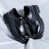 Breakj 2024 New Platform Derby Shoes Block Casual Shoes British Port Wind Leather Shoes Niche Fashion Premium