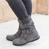 Women Warm Snow Boots Arrival Flat Plush Casual Ladies Shoes Plus Size Autumn Winter Buckle Female Mid Calf