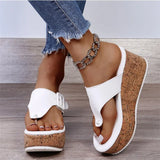 Women Summer Flip Flops Shoes Female Wedge Platform Sandal 2022 Ladies 7.5cm Thick Bottom Casual Slippers Shoe Black