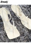 Sandals Summer High Heels Sandal Shoes Fashion Brand Strap Flip Flops Sexy Thin High Heel Pumps Square Toe Shoes