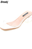 Summer Women Sandals Shoes Luxury Beach Ladies Pvc Clear Sandal Comfortable High Heels Woman Transparent Medium Heel