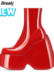 Dropship Brand New Gothic Style Sexy Elegant Chunky Platform Women Ankle Boots Big Size 43 Walking Comfy Woman