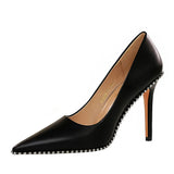 Breakj Fashion Sexy Nightclub Show Thin Heels Women's Shoes With High Heels Shallow Pointed Rivet Single
