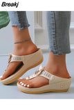 Women New Summer Sandals Open Toe Beach Shoes Flip Flops Wedges Comfortable Slippers Cute Sandals Chaussure Femme Plu Size