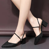 for Women 2023 Hot Slingbacks Ladies High Heels Summer Toe-Covered Women's Sandals Pointed Toe Outer Wear Half