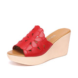 Heel Sandals Slippers Women Wear 2023 Summer New Style Muffin Thick Soles Waterproof Platform Fish Mouth Red High-Heeled