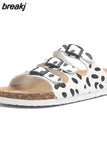 New Summer Women Buckle Cork Slipper 2023 Casual Mixed Color Outside Non-slip Beach Slides
