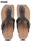 New Summer Women Beach Shoe Casual Cork PU Leather Slippers Men Outdoor Fashion Flip Flops