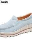 New Autumn Women Roud Toe Sneakers Faux Suede Platform Loafers Slip On Casual Moccasins Ladies Walking Shoes Driving