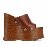 Breakj Heeled Sandals Women 2025 New Wear Thick-Soled Wood-Grass Waterproof Table Sandals Metal Stud