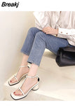New Arrival Women Sandals Fashion Sweet Buckle Summer Shoes Big Size Pink Casual Shoes Simple Shoes