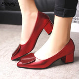 Ladies Pumps Fashion Square Heel Sexy High Heels Wedding Shoes Women Office Work Red Pumps Party Shoes Zapatillas
