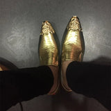 Men Classic Dress Loafers outdoor fashion Slip On Formal Leather Shoes For Men gold club party Business Shoes