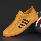 Breakj Men's Shoes 2025 Autumn Men's Casual Leather Shoes Fashion Flat Shoes One Foot Pedal