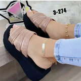 New Sandals Summer Shoes Woman Flip Flops Women Slippers Diamond High Heels Platform Shoes Comfortable Wedge Beach