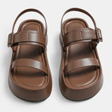 New Platform Sandals Women Fashion Solid Thick Sole Shoes for Women Comfortable Soft Sole Roman Sandals Casual Flat