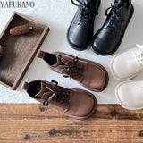 Leather Women Boots Mori Girl Literary Retro Lace-up Ankle Boots Original Handmade Soft Sole Comfort Flat Short
