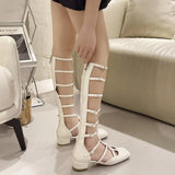 Women's Shoes 2023 Hot Sale Women's Boots Summer's Square Head Hollowed Out Women's Boots Korean Version Zipper Roman Cool