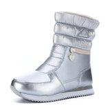 Boots Women Ladys Warm Shoes Snow Boot Inside Mixed Natural Wool Solid Color White