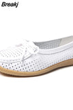 Women Flats Summer Women Genuine Leather Shoes With Low Heels Slip On Casual Flat Shoes Women Loafers Soft Nurse Ballerina