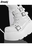 Gothic Style Platform Mary Jean Shoes New Fashion Brand 2023 Spring Summer Round Toe Buckle Sandals Boot Party Role