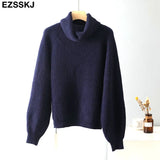 thick dazy oversized wool Sweaters Women 2021 puff sleeve Winter sweater Pullovers Loose Female Warm Basic sweater