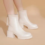 Winter Chelsea Boots Women Platform Brown Black Beige White Ankle Boots for Women Fur Short Chunky Punk Gothic