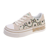 Bottom Canvas Shoes Female 2023 New Autumn And Winter New Fashion Niche Design Spell Color Lace Live Small White