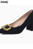 Size 34-42 Women Pumps Sexy Solid Real Leather High Heels Shoes For Woman Spring Party Office Lady Date Retro