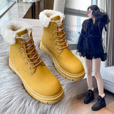 Winter Casual Warm Wool Women Ankle Boots Genuine Leather Platforms Shoes Woman Fashion Motorcycle Boots Size